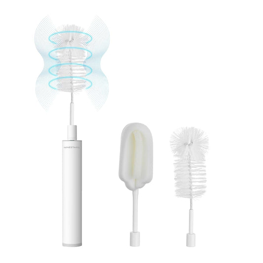 NINESTARS Electric Baby Bottle Brush Cleaner w/Aluminum Handle, Powerful Rotating Cleaning Bottle Brush, 2600mAh