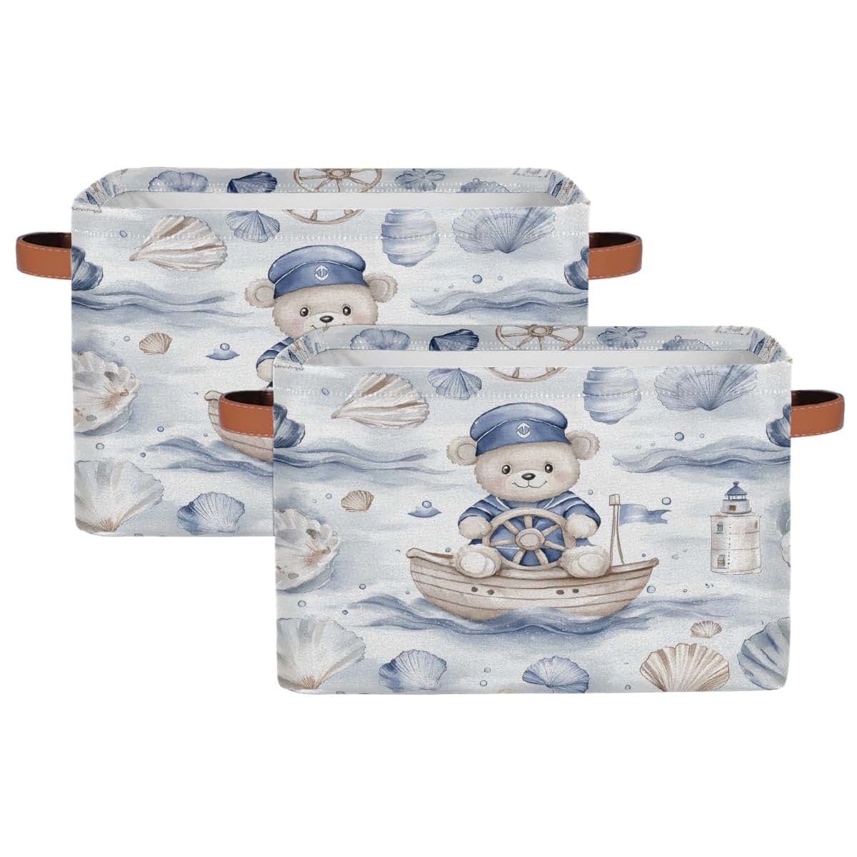 Potluxt Rectangular Nursery Baby Basket - Collapsible Storage Organizer