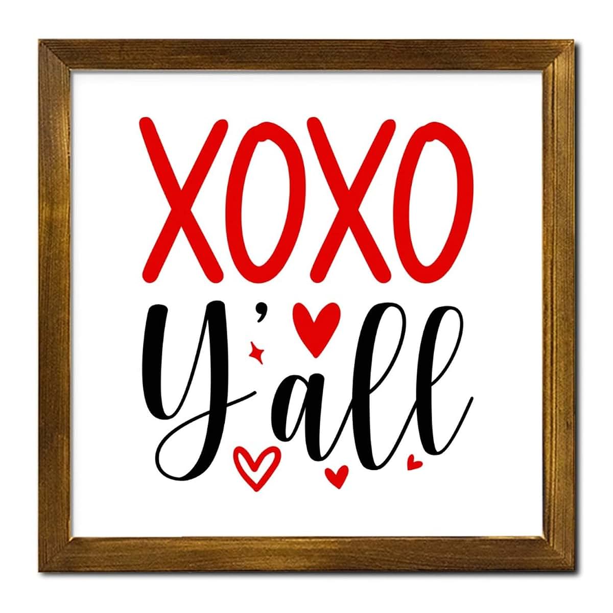 JuneLucky XOXO Y'all Framed Wood Sign