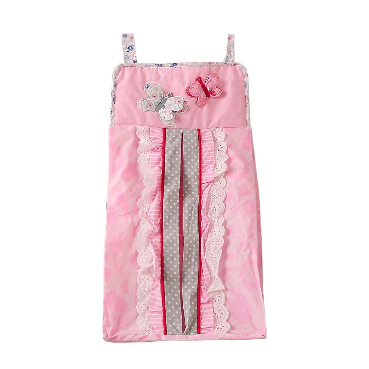 CribMATE Cotton Butterfly Diaper Stacker Storage Organizer in Pink (photo 2)