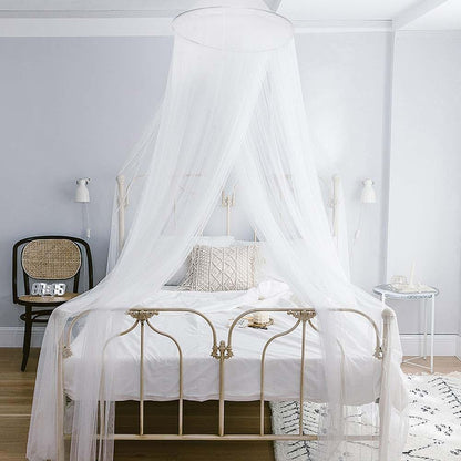 BabyOneStop Kids Bed Canopy Round Dome Polyester Mesh Lace White