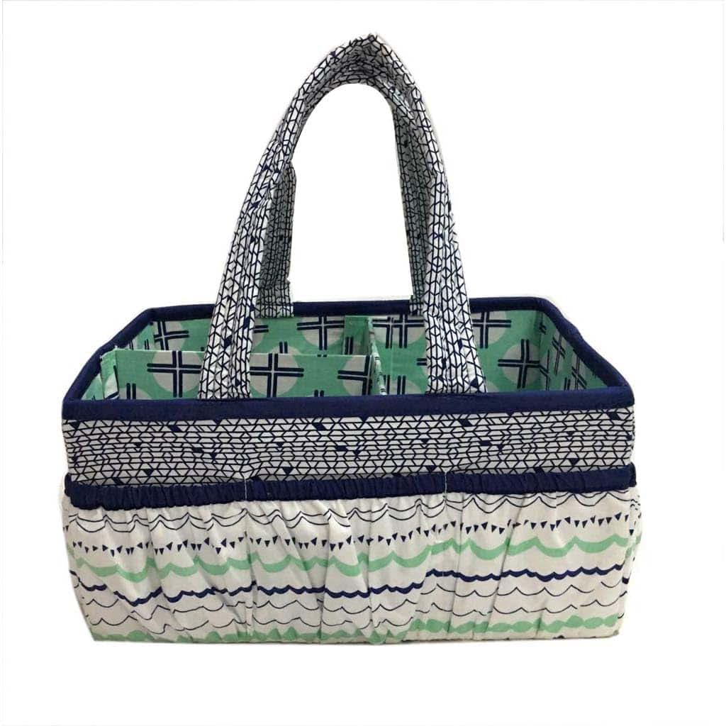Bacati Tribal Nursery Fabric Storage Caddy, Mint/Navy
