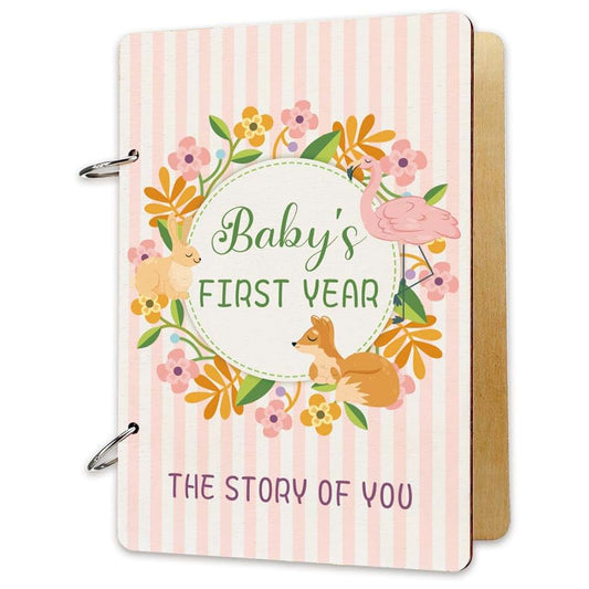 SUPERDANT Baby's First Year Wooden Greeting Card Holder Organizer