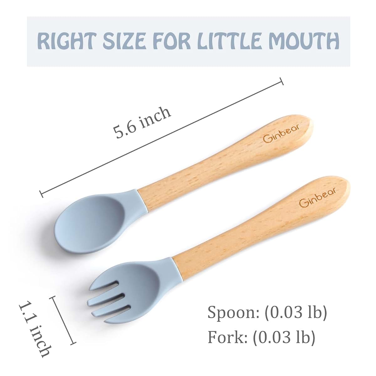 Ginbear Baby Utensils 4 Piece Silicone Set for Self-Feeding Toddlers