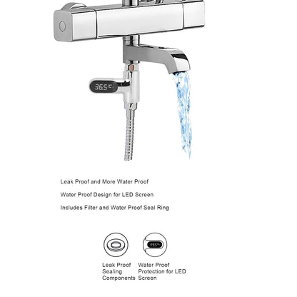 Aolidsive Shower Thermometer, Instant Read LED Digital Display with Rotating Screen, Hydroelectric Powered No Battery (photo 2)