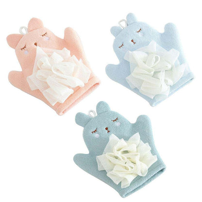 Magik Baby Kids Bath Lily Shower Gloves Sponge Hand Puppet (Rabbit, 3 Pack)
