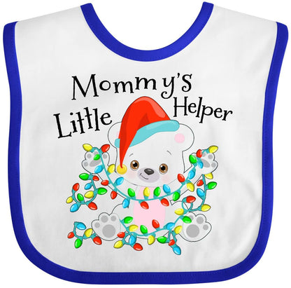 Inktastic Mommy's Little Helper Polar Bear Christmas Lights Baby Bib