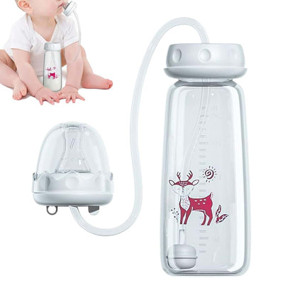 240ml Silicone Kids Bottle With Leakproof Nipple Straw And Adjustable Stand