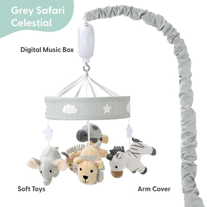 Peanutshell Crib Mobile for Boys or Girls - Grey Musical Baby Crib Mobile