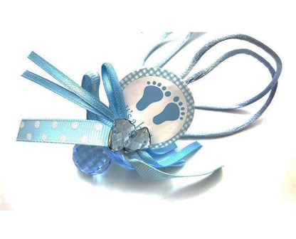 RBN 12 PCS Pacifier Blue Baby Foot Print ITS A BOY Necklaces Shower Game Favors Prizes Girl Decor (Blue), 1 Count (Pack (photo 2)