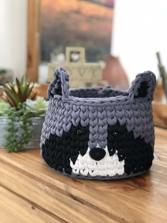 Crocheted Raccoon Storage Basket for Nursery Decor