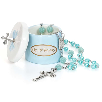 CalabasasMade My First Blue Rosary And Keepsake Box
