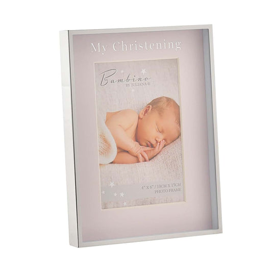 Widdop and Co WIDDOP Bambino Silver Colour Photo Frame Christening Day Pink 4" x 6"
