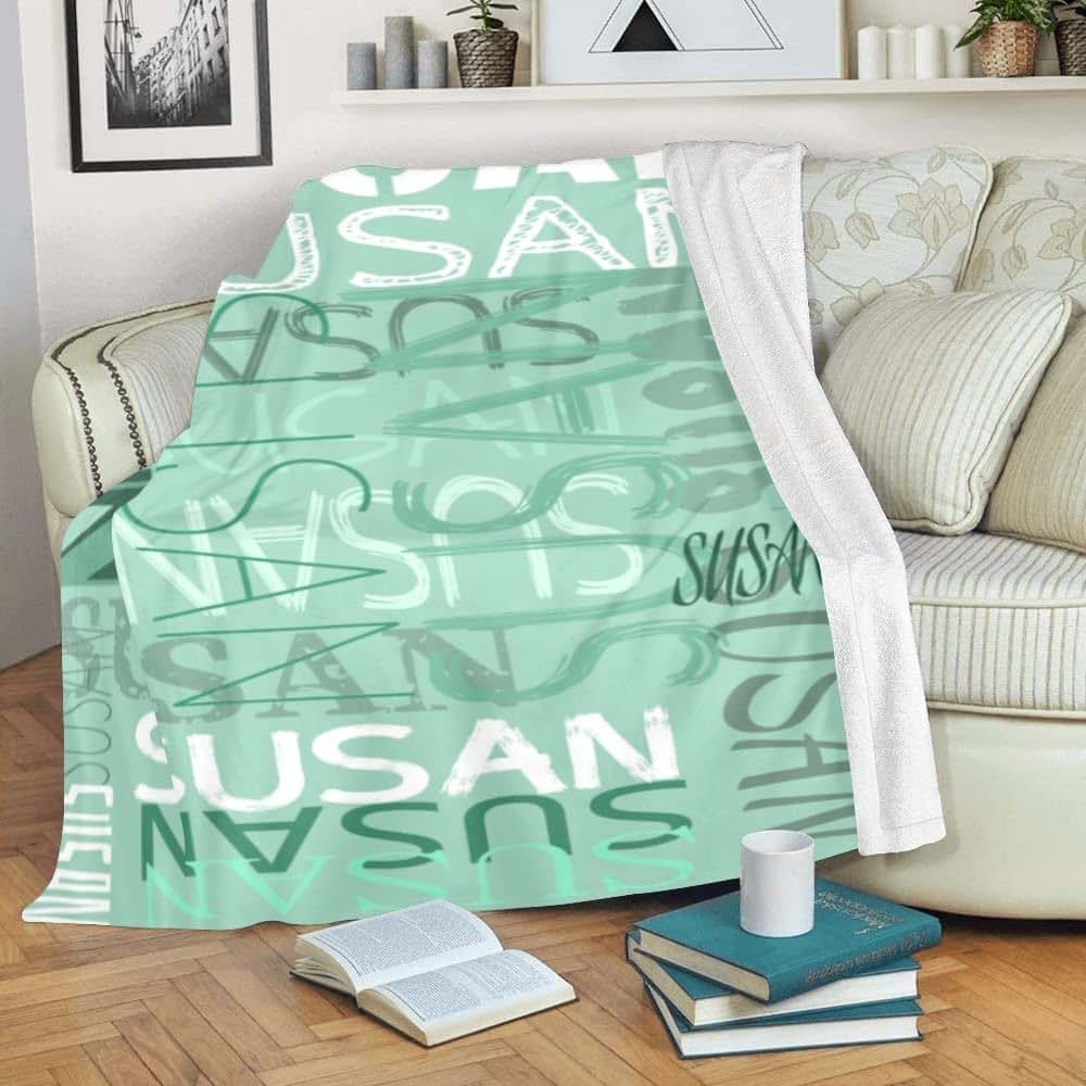 attentive Arts Custom Throw Blanket with Name Personalized Name Blanket with Letter Words Customized Gifts Initial (photo 4)