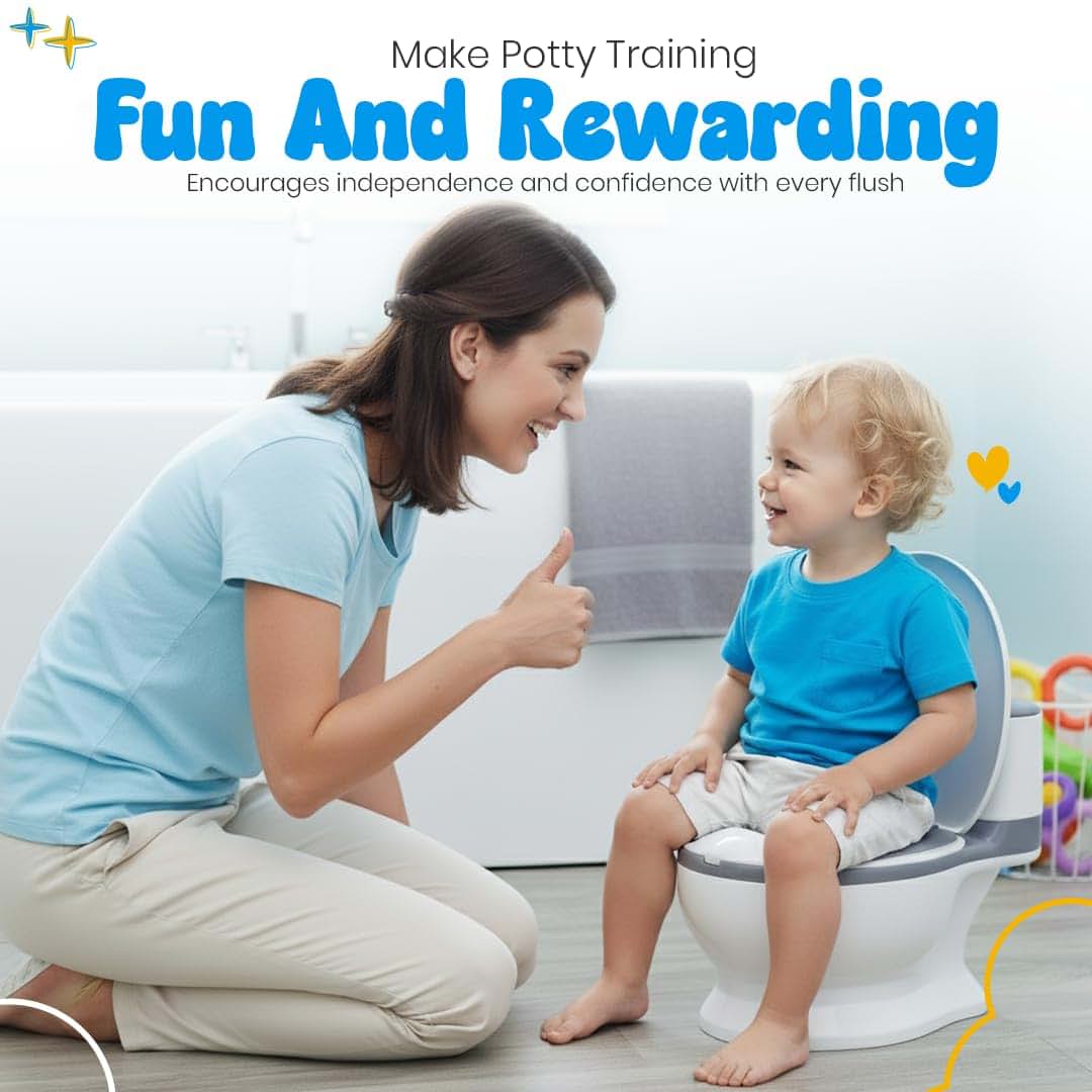 Yellow Ladybug Toddler Potty Training Toilet With Flush Button And Mat (photo 3)