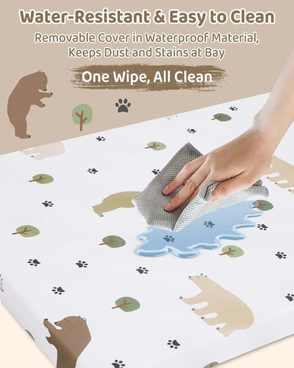 lasoftan Pack and Play Mattress, 38" x 26" Soft Breathable Waterproof Washable with Dinosaur Print