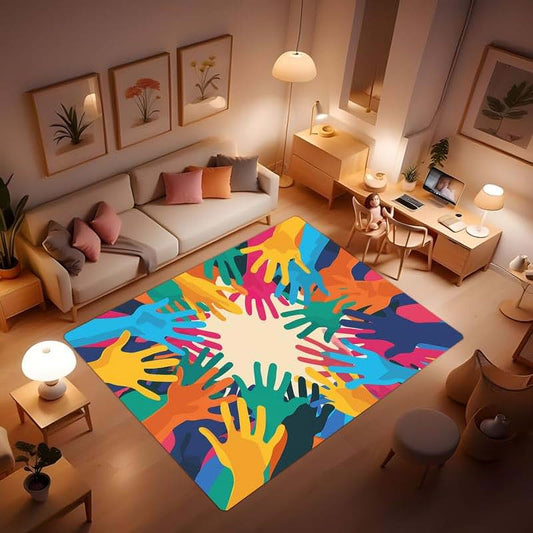 Liuxq Graffiti Handprint Rug - Colorful Abstract Playmat