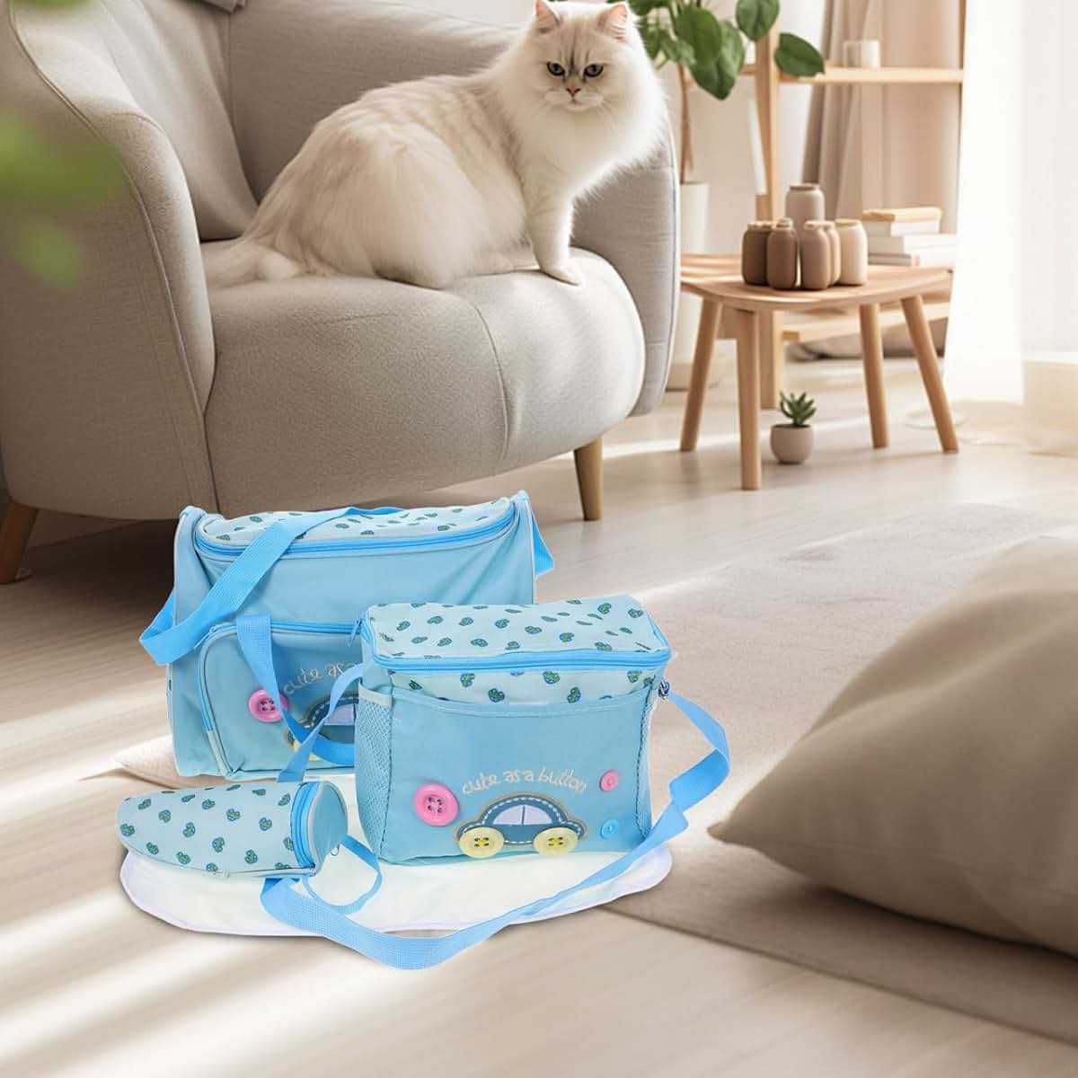 BIUDECO Mummy Changing Bag, Grey Waterproof Oxford Diaper Purse