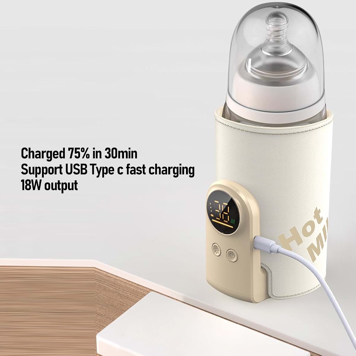 Milk Bottle Warmer - Cordless USB Heater for Feeding Supplies