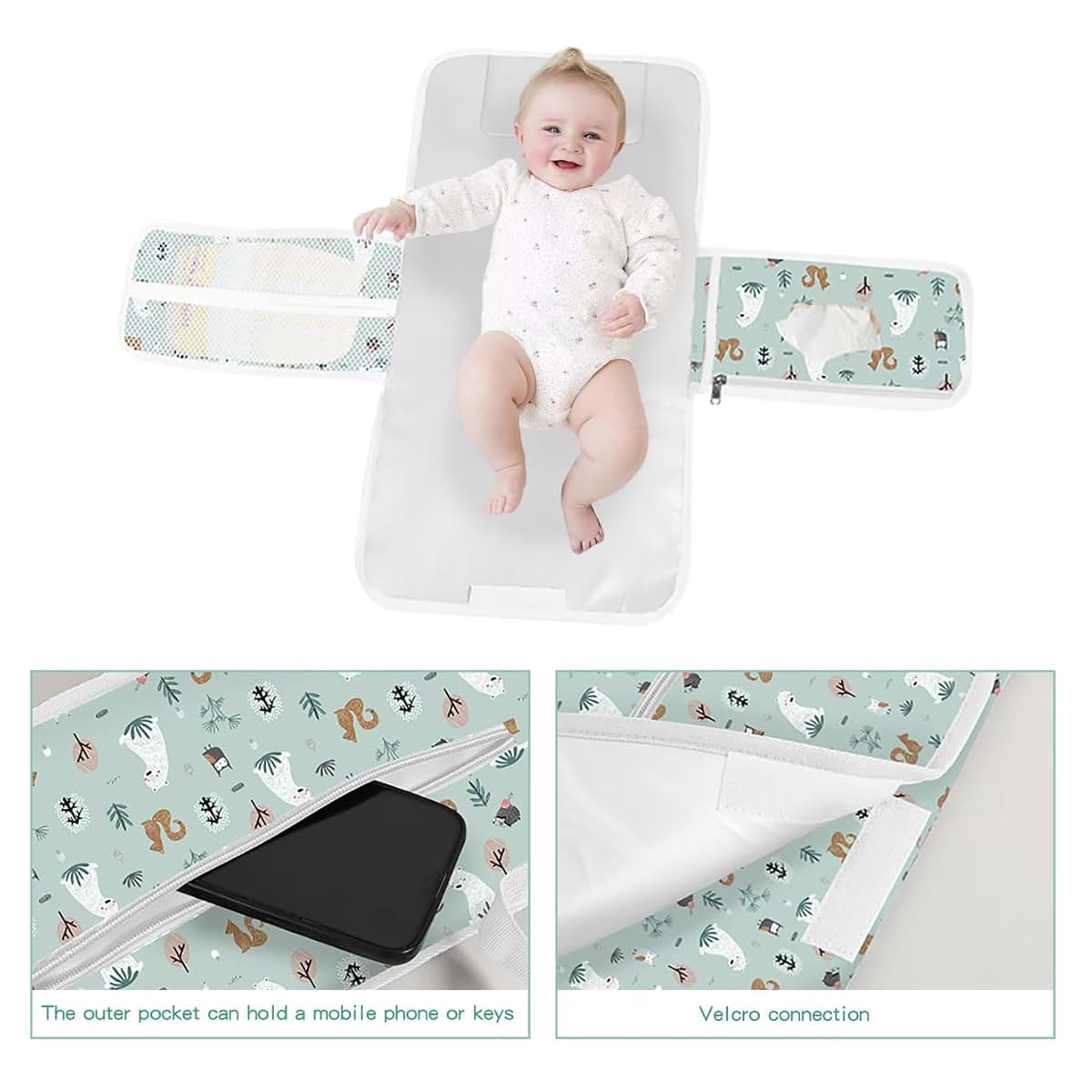 Nest&Nurture Portable Baby Changing Pad, Waterproof Foldable Diaper Changing Mat with Storage Pockets, Travel Changing (photo 3)