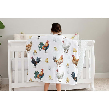 SqtmuHLuo Farm Rooster and Chicken Baby Blanket, Soft Flannel 30x40 Inch (photo 3)