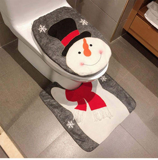 Heshifeng Christmas Snowman Toilet Seat Cover and Rug Set, Snowman Style 2