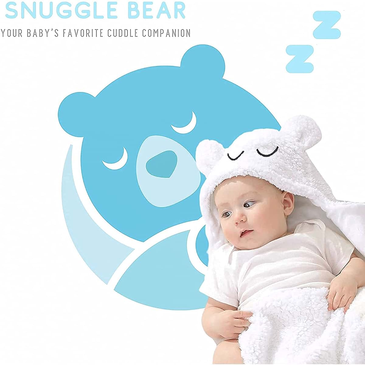 Snuggle Bear Baby Swaddle Blanket Wrap Cute Newborn Bear Onesie White (photo 4)