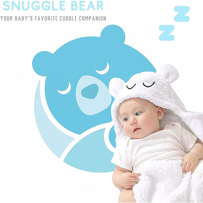 Snuggle Bear Baby Swaddle Blanket Wrap Cute Newborn Bear Onesie White (photo 4)