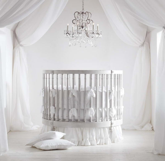 Dainty Homes Round 4 Piece Nursery Round Bedding Set 600TC 100% Egyptian Cotton - 1 Small Blanket, 1 Pillowcase, 1