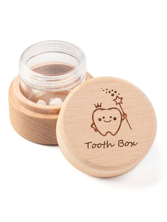 iwoohome Tooth Fairy Box for Girls and Boys Wooden Cute Tooth Box with Transparent acrylic bottle, Lost Teeth Storage