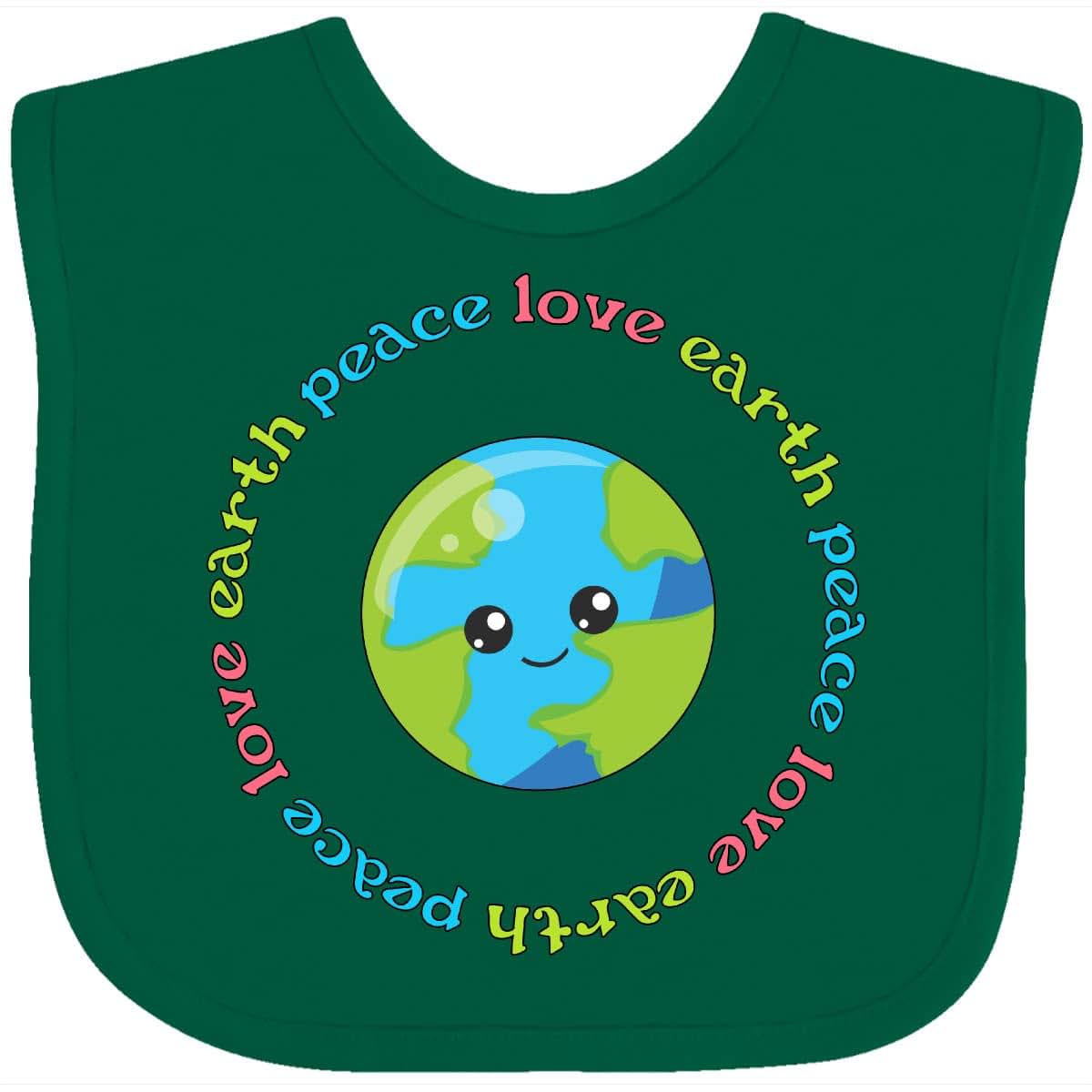 Inktastic Peace Love Earth Baby Bib