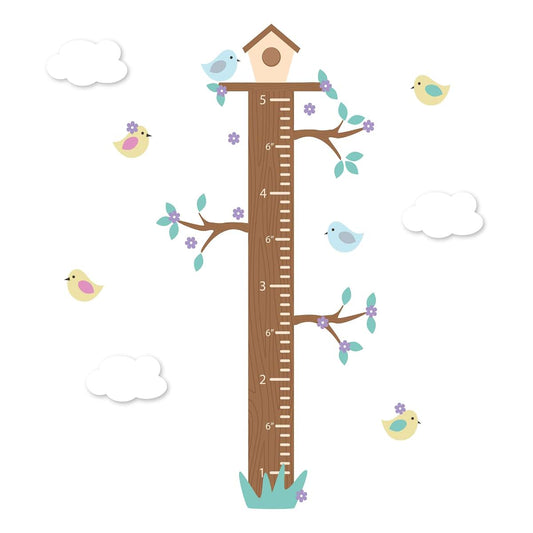 Rooms and Stickers Growth Chart Wall Decals with Trunk and Birds