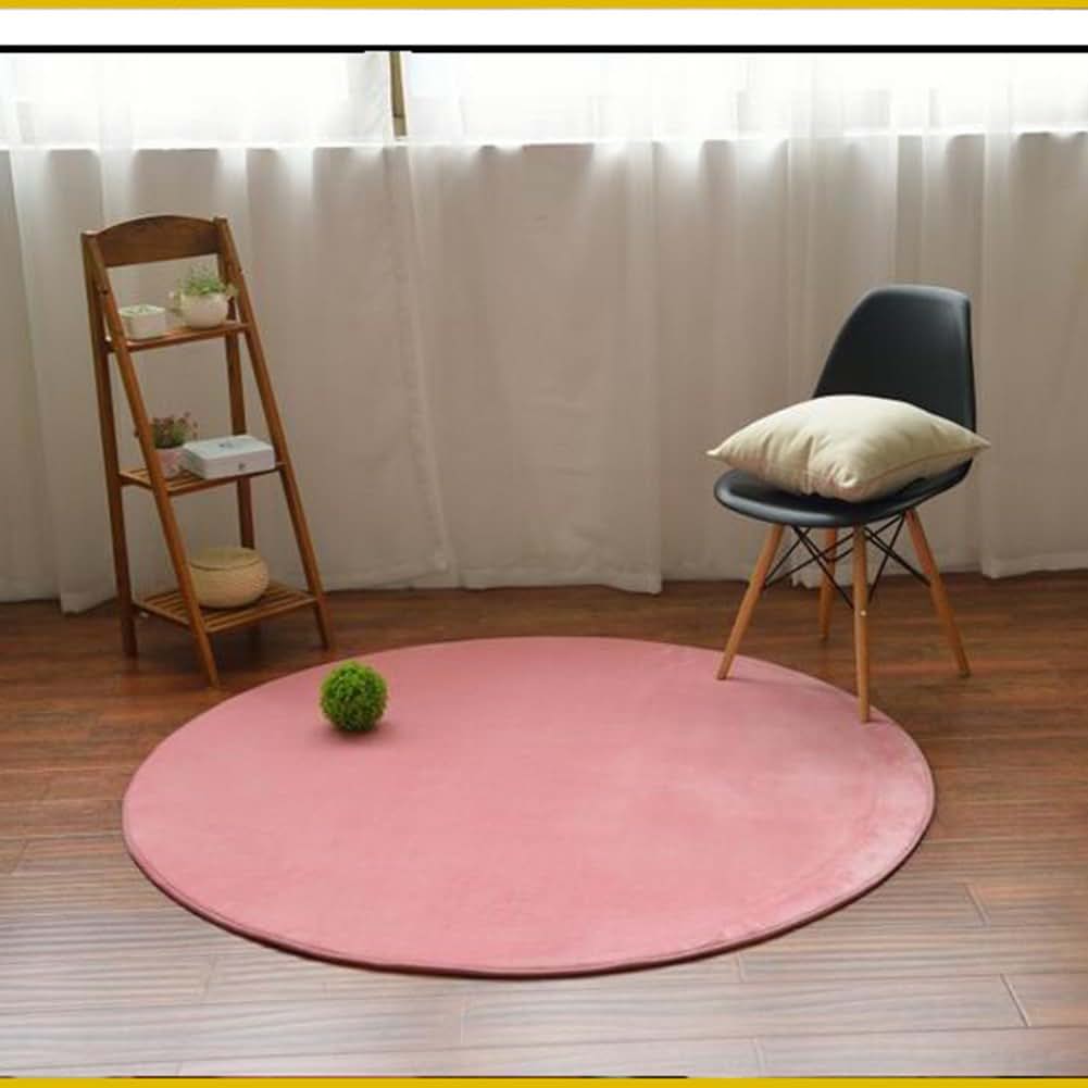 Missingift Round Play Mat for Kids - 40 Inch Pink Circular Rug for Play Tent Rooms (Pink 100cm)