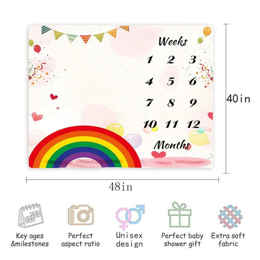 BabyOneStop Rainbow Monthly Milestone Blanket for Newborn Photography