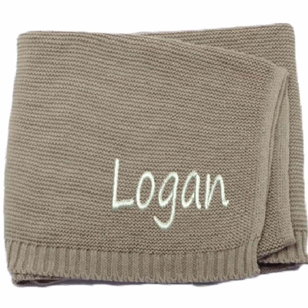 ZoikoM Personalized Knit Baby Blanket | Embroidery Gift for Baby Shower | Stroller Blanket | Monogrammed Newborn Baby