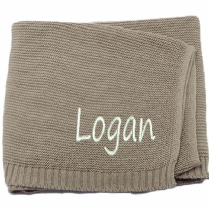 ZoikoM Personalized Knit Baby Blanket | Embroidery Gift for Baby Shower | Stroller Blanket | Monogrammed Newborn Baby