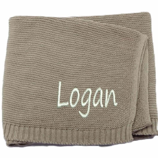 ZoikoM Personalized Knit Baby Blanket | Embroidery Gift for Baby Shower | Stroller Blanket | Monogrammed Newborn Baby