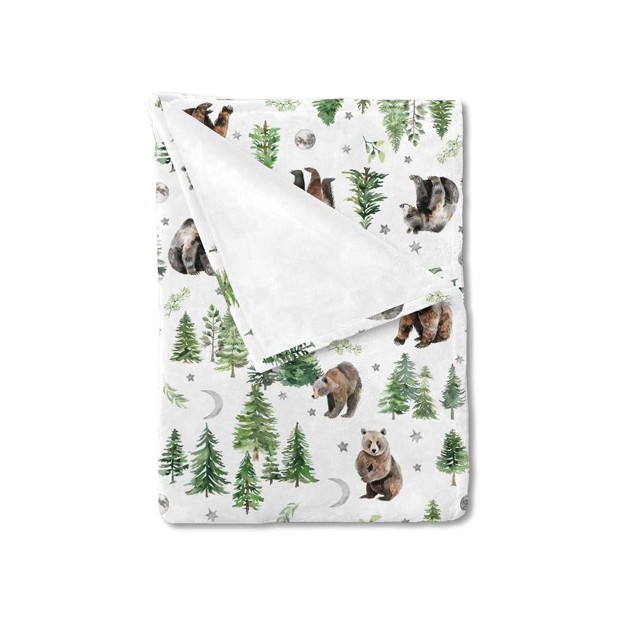 Bears Print Flannel Baby Blanket for Nursery Swaddle Throw