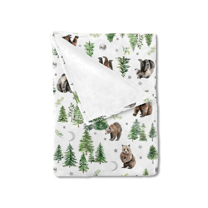Bears Print Flannel Baby Blanket for Nursery Swaddle Throw