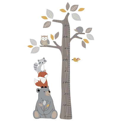 Woodland Forest Tree and Animal Kids Growth Chart Wall Decal Set
