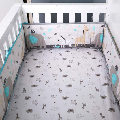 CribMATE White Crib Fitted Sheet Animal Safari Baby Crib Fitted Sheet 1 PC White Grey (Gray Zebra Elephant Giraffe (photo 2)