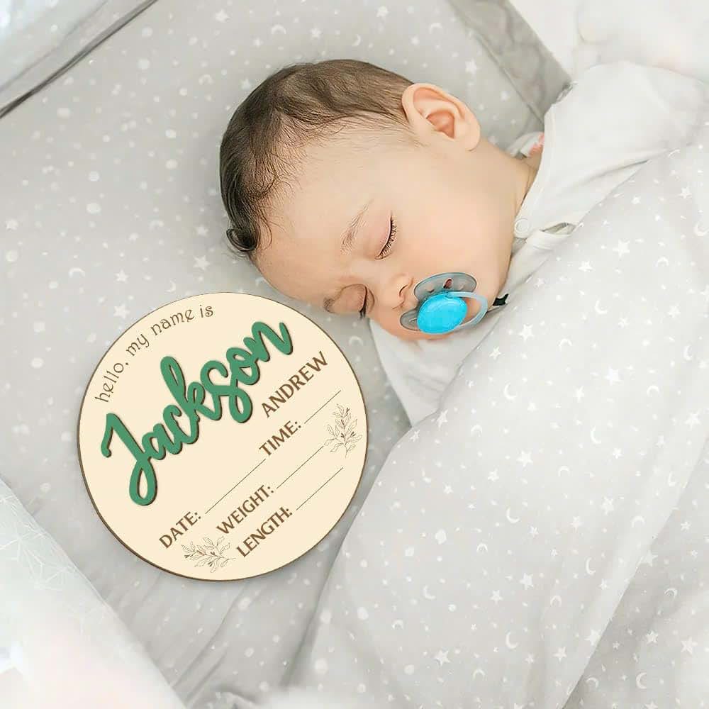 LumiNest Gifts Personalized 3D Hello World Newborn Baby Announcement Sign
