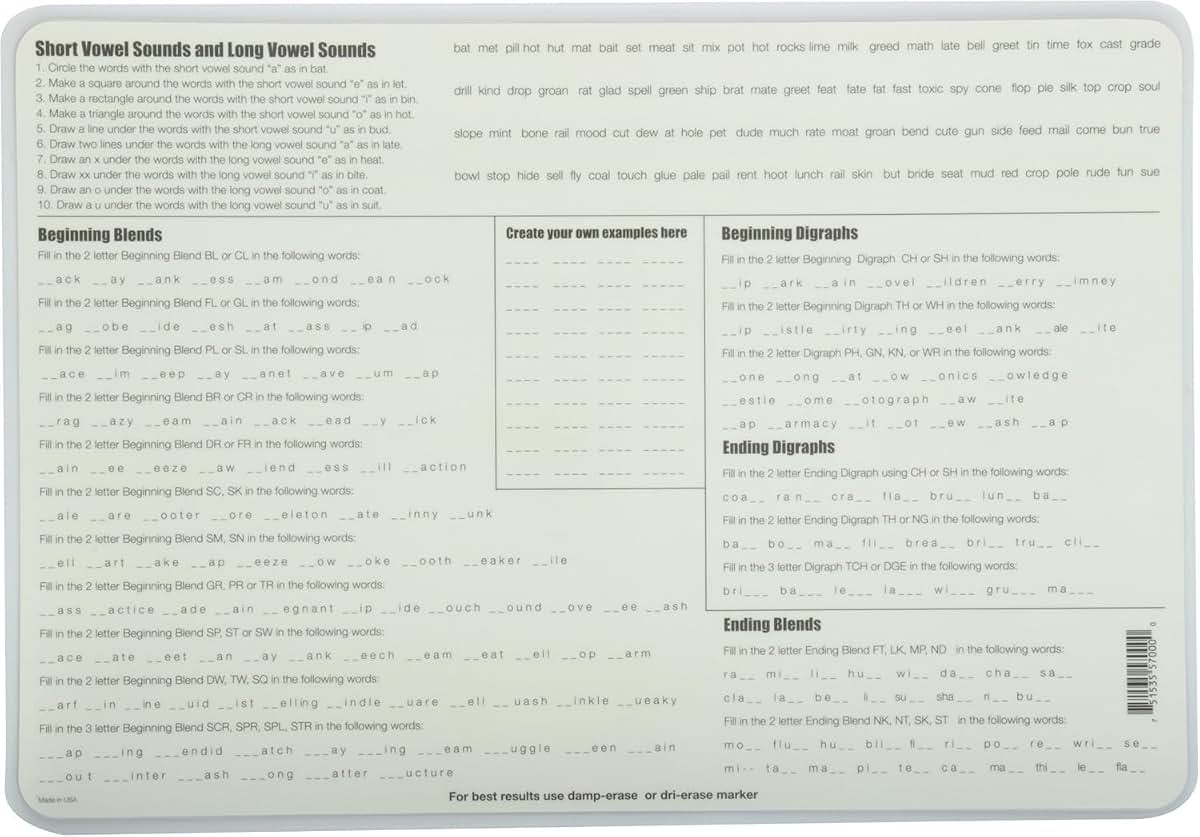 SALES4LESS Learning Phonics Placemat