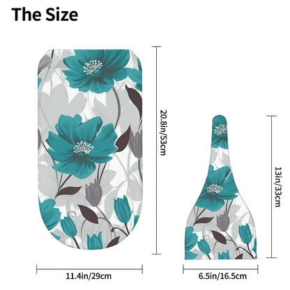 KKLWEGU Newborn Swaddle Blanket with Beanie Hat Set, Soft Sleep Sack Teal Grey and White Floral Newborn Receiving (photo 2)