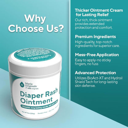 Marie Originals Premium Diaper Rash Ointment with Zinc Oxide, 8 oz