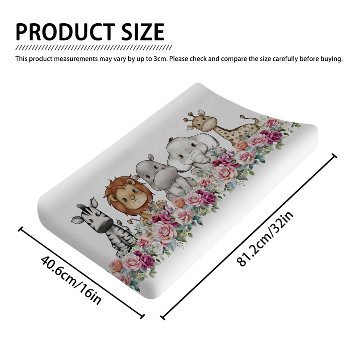 Hwmmbh Baby Jungle Safari Changing Pad Cover, Stretchy Fitted, 32 x 16 Inches