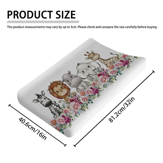 Hwmmbh Baby Jungle Safari Changing Pad Cover, Stretchy Fitted, 32 x 16 Inches