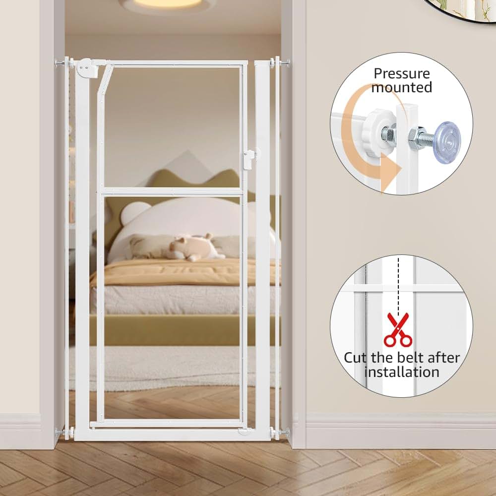 Unipaws 56" Tall Pet Gate With Clear PC Panel