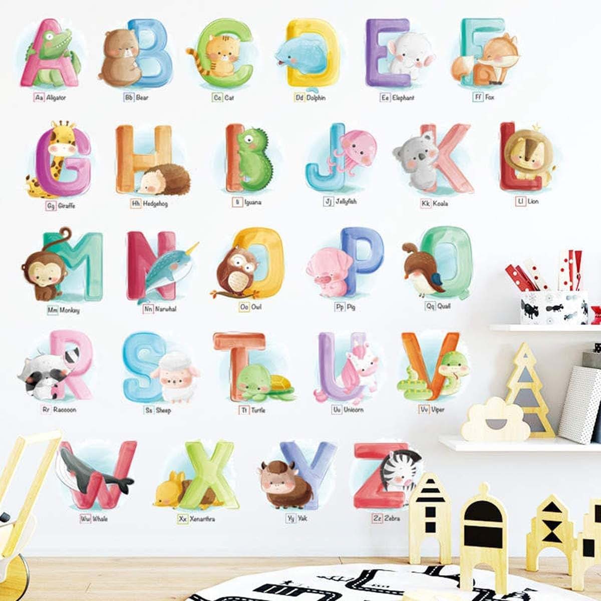 BabyOneStop Alphabet Wall Sticker With Animal Decals For Nursery
