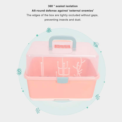 Zudoo Baby Bottle Drying Storage Box, Large Capacity Container In Implicit Pink (photo 2)